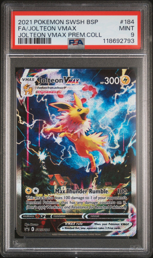 2021 POKEMON SWSH BLACK STAR PROMO #184 FULL ART/JOLTEON VMAX PSA 9  (English Version)