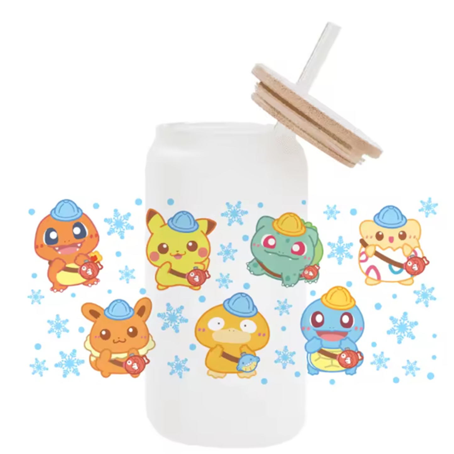 Cute Cartoon Pokemon Pikachu UV DTF Transfer Glass Sticker Waterproof Transfers Decals For 16oz Glass Cup Wrap Stickers