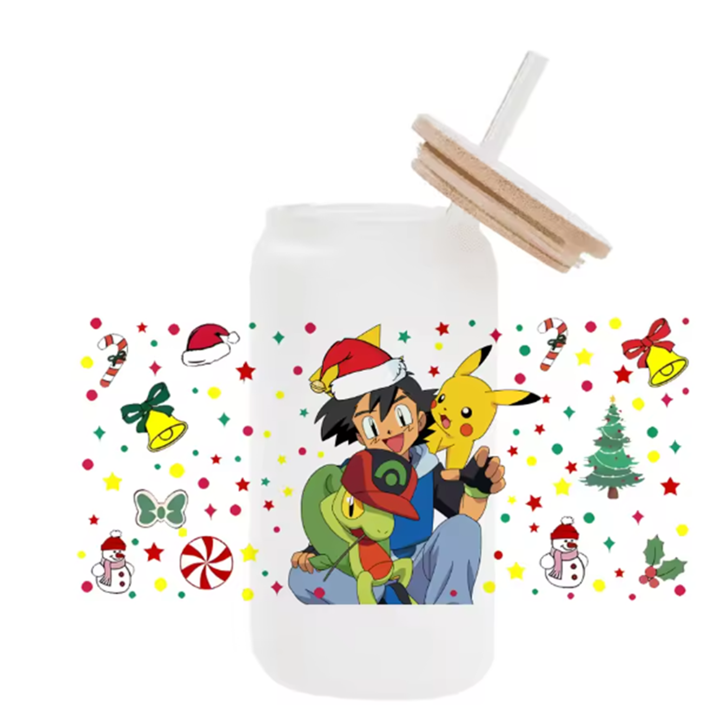 Cute Cartoon Pokemon Pikachu UV DTF Transfer Glass Sticker Waterproof Transfers Decals For 16oz Glass Cup Wrap Stickers