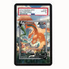Pokémon trading card featuring Charizard V in a display case