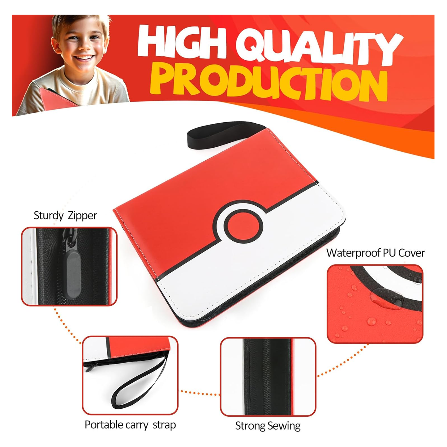 Collectible Trading Card Binder, 400 Pockets Card Holder with 50 Removable Sleeves, Portable Collection Binder Album Book Case Storage, Zipper Card Protective Sleeves for TCG, Sports Card
