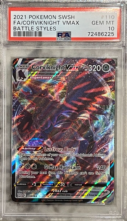 Pokemon Battle Styles Corviknight VMAX Full Art #110 PSA 10Pokemon Battle Styles Corviknight VMAX Full Art #110 PSA 10  (English Version)