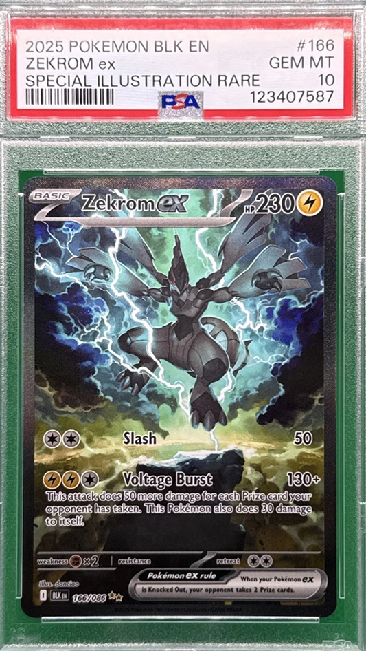 2025 POKEMON BLK EN-BLACK BOLT SPECIAL ILLUSTRATION RARE #166 ZEKROM EX PSA 10  (English Version)