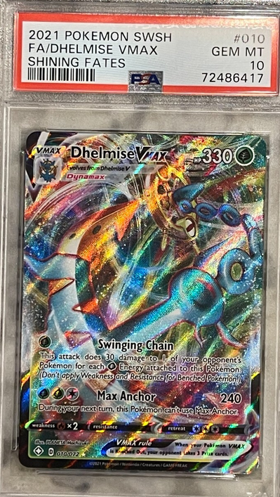 Pokemon Shining Fates Dhelmise VMAX Full Art #010 PSA 10  (English Version)