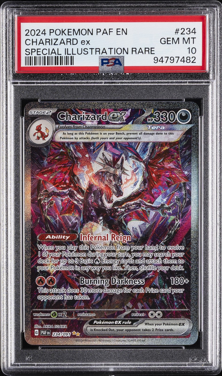 2024 POKEMON PAF EN-PALDEAN FATES SPECIAL ILLUSTRATION RARE CHARIZARD EX PSA 10  (English Version)