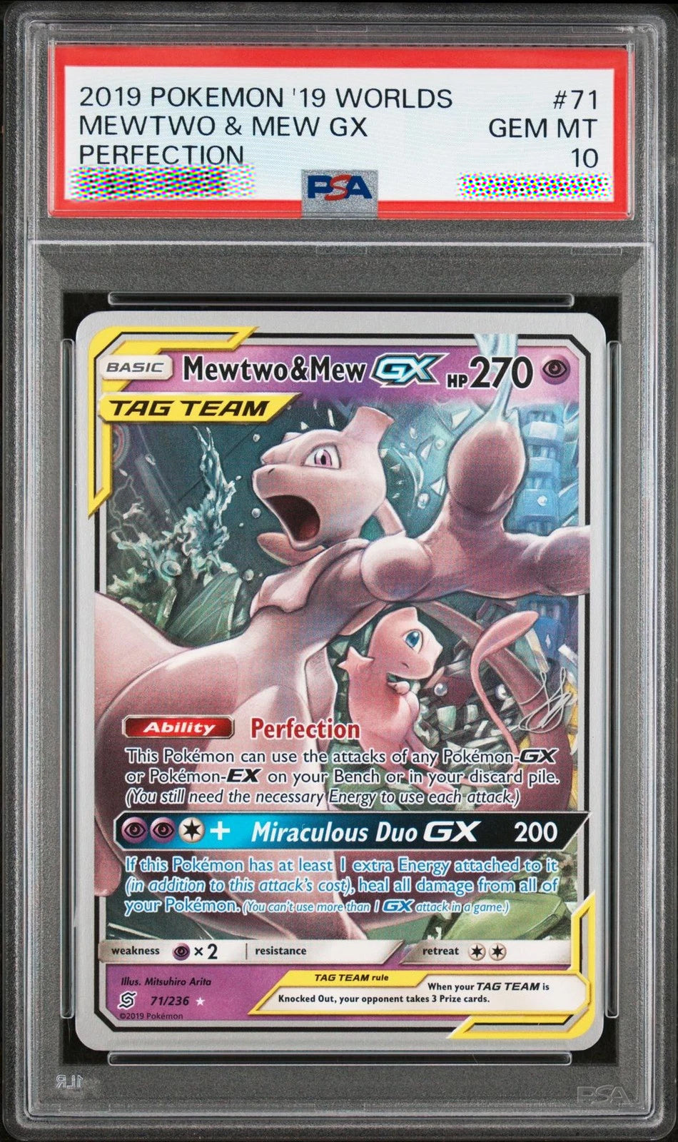PSA 10 Mewtwo & Mew GX #71 World Championships 2019 Pokémon Card