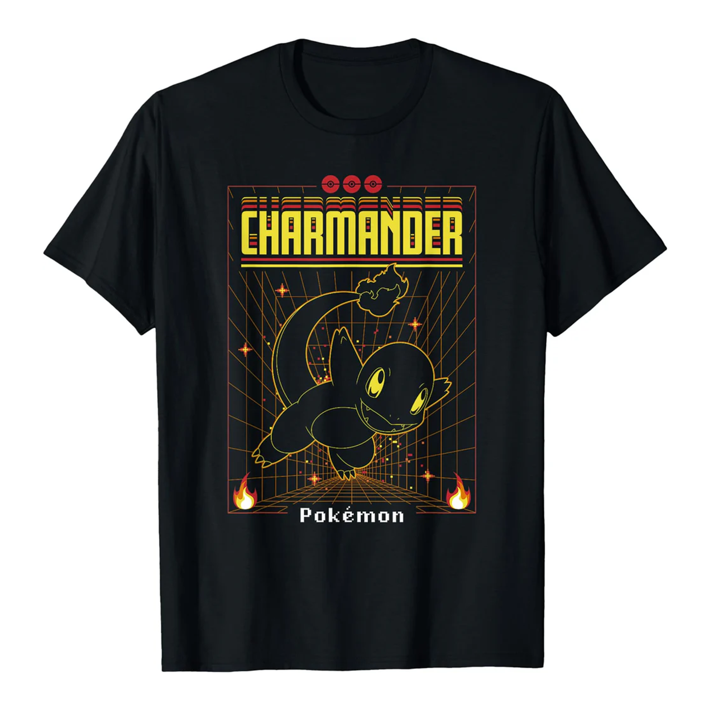 Pokémon Charmander 3D Grid Schematic T-Shirt
