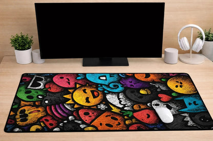 Abstract "Monster Doodle" XXL Gaming Mousepad – 24" x 12" Pop Art Streetwear Desk Mat - Poketcg.in