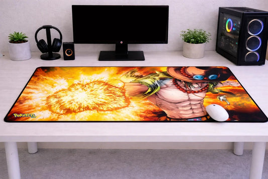 One Piece Portgas D. Ace "Fire Fist" XXL Gaming Mousepad – 24" x 12" Aesthetic Desk Mat- Poketcg.in