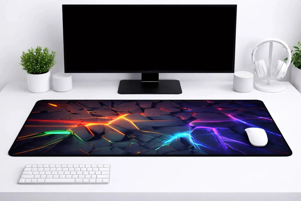 Cyberpunk "Prism Fracture" XXL Gaming Mousepad – 24" x 12" Aesthetic Desk Mat - Poketcg.in