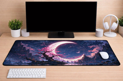 Aesthetic "Sakura Night" XXL Gaming Mousepad – 24" x 12" Lo-Fi Landscape Desk Mat - Poketcg.in
