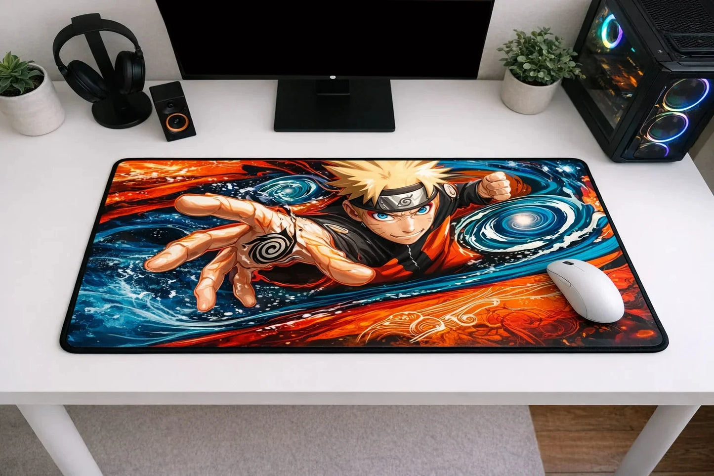 Naruto Uzumaki "Blue Whirlwind" XXL Gaming Mousepad – 24" x 12" Aesthetic Desk Mat - Poketcg.in