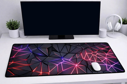 Cyberpunk "Polygon Fracture" XXL Gaming Mousepad – 24" x 12" Aesthetic Desk Mat - Poketcg.in