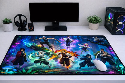 Demon Slayer "Nine Hashira" XXL Gaming Mousepad – 24" x 12" Aesthetic Desk Mat - Poketcg.in