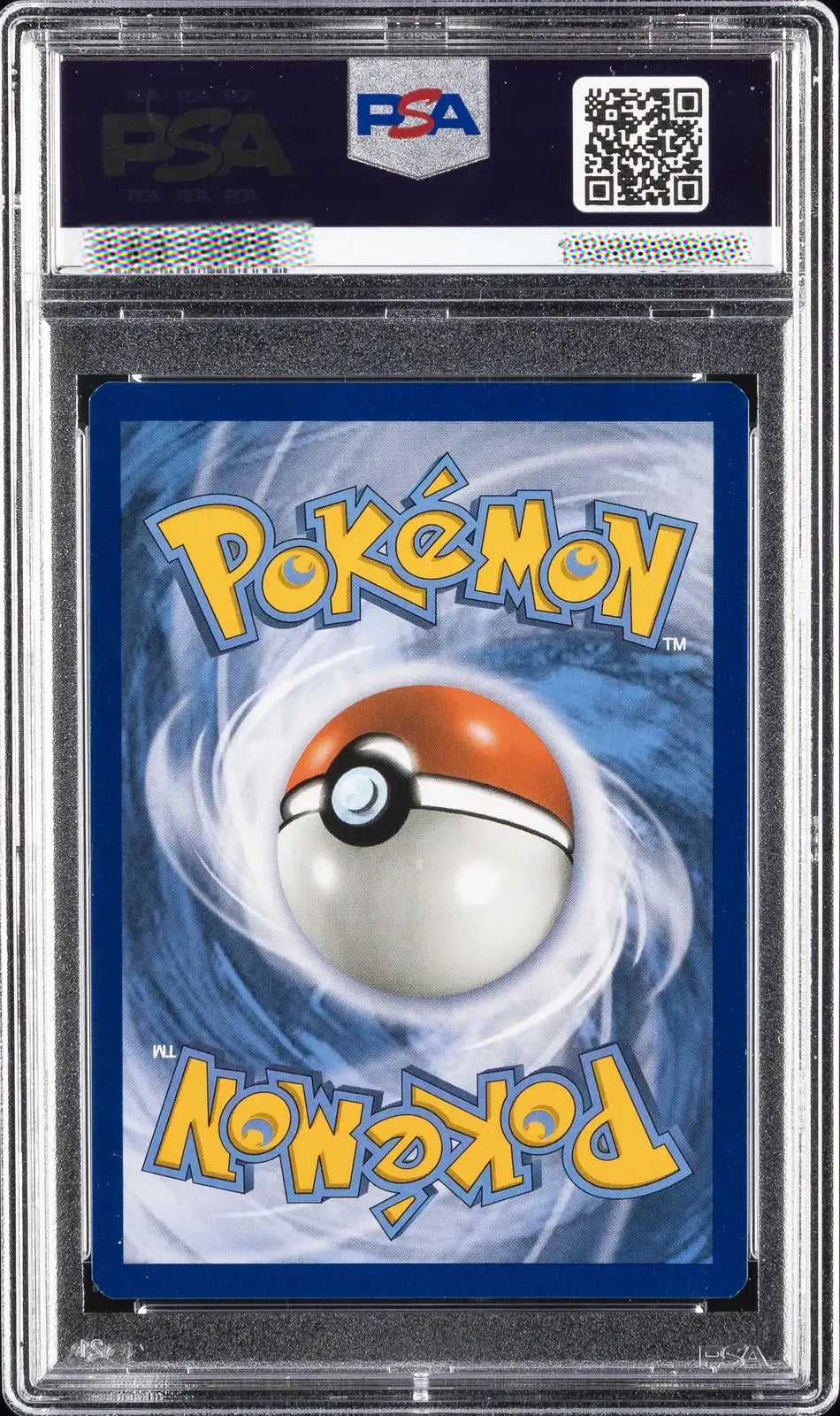 Pokémon trading card in a PSA protective case with a blue border and Pokémon logo.