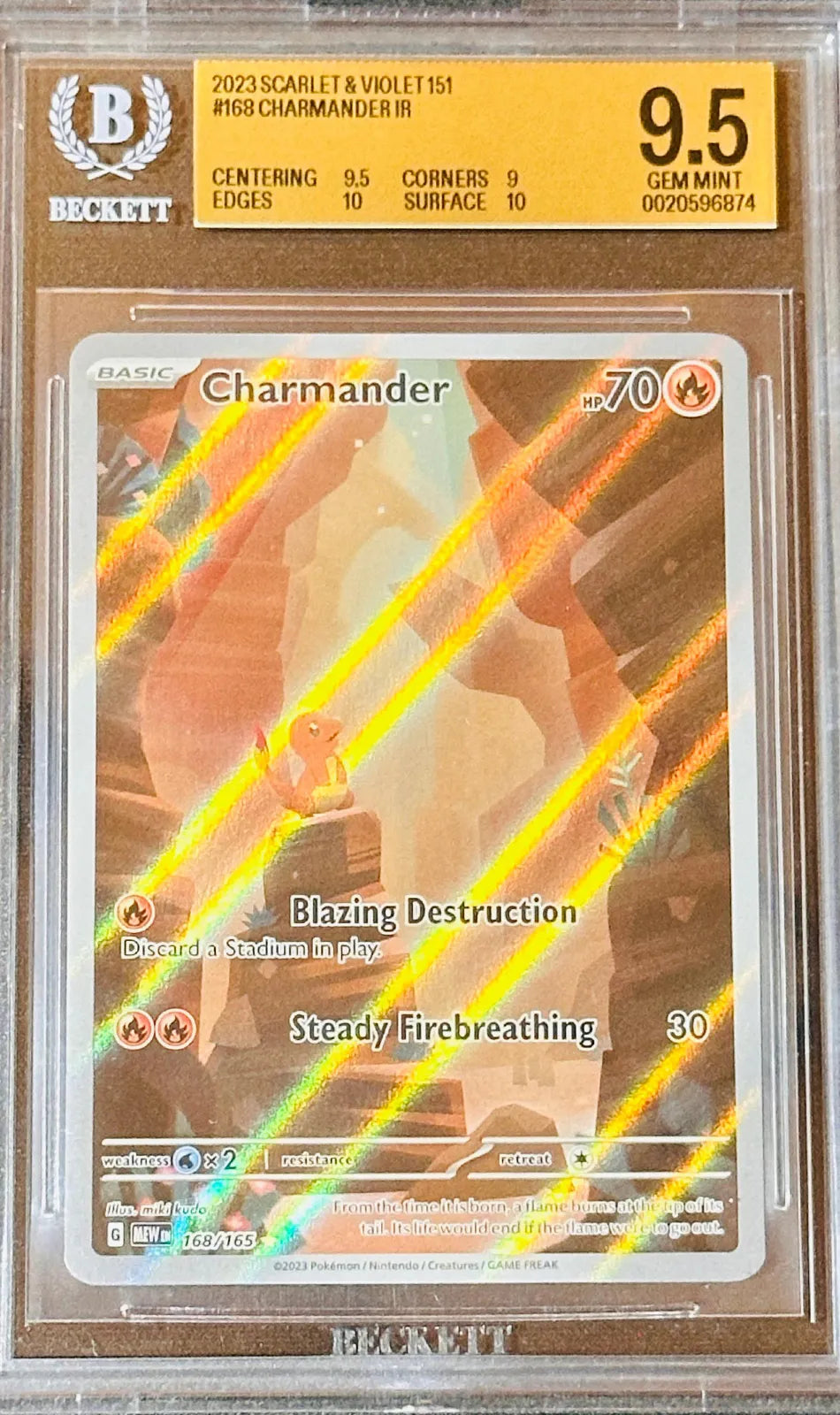 Charmander Illustration Rare 168/165 Pokémon 151 BGS 9.5 Gem Mint Card