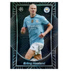 Soccer player card featuring Erling Haaland in a blue jersey with Manchester City logo.