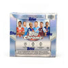 Topps Chrome trading card pack featuring soccer players on a white background