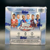 Topps Chrome UEFA Club Competitions trading card pack on a dark background