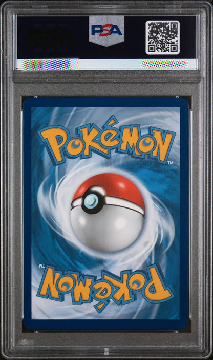 Pokémon trading card in a protective frame with PSA logo