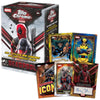 Marvel Topps Chrome trading card packs and cards featuring Deadpool and other characters on a white background.