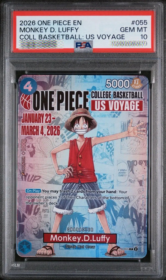 2026 One Piece EN College Basketball US Voyage #055 Monkey D. Luffy PSA 10 GEM MINT