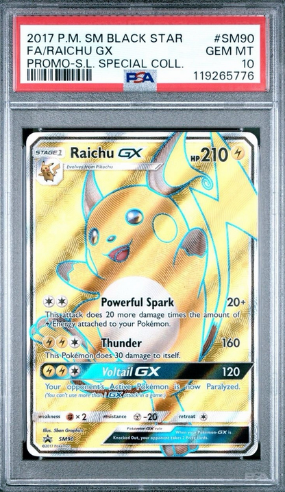 Black Star Promo Shining Legends Special Coll. # SM90 Full Art Raichu GX PSA 10  (English Version)