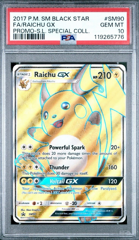 Black Star Promo Shining Legends Special Coll. # SM90 Full Art Raichu GX PSA 10  (English Version)