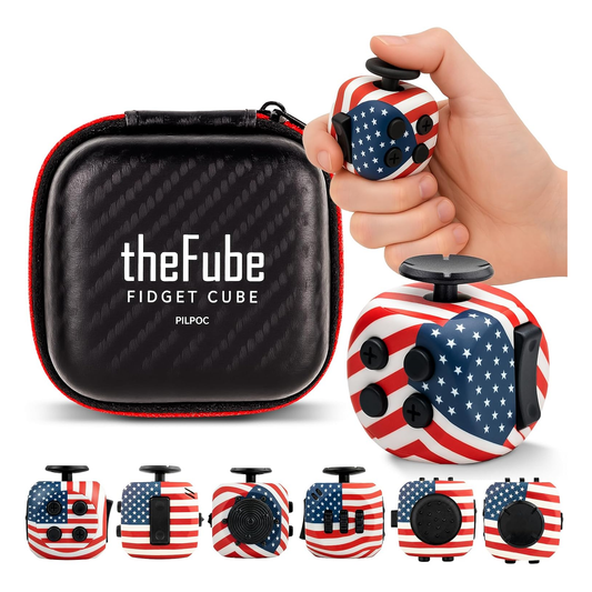 PILPOC theFube 6-Sided Fidget Cube – Stress Relief Infinity Toy for Kids & Adults, Boosts Focus, Silent & Audible Modes with Carry Case (Starwave Trio)
