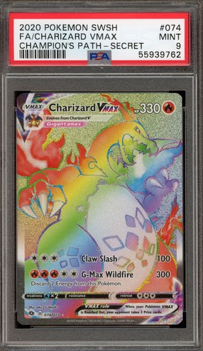 Pokemon Charizard VMAX Champion's Path Secret Rare Full Art #074 PSA 9 Mint  (English Version)