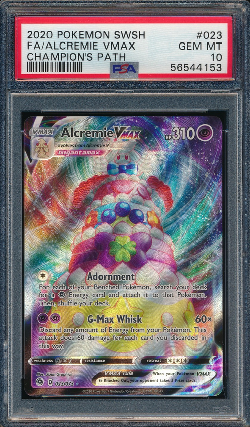 PSA 10 ALCREMIE VMAX 2020 POKEMON SWORD & SHIELD CHAMPION'S PATH #023 FULL ART  (English Version)