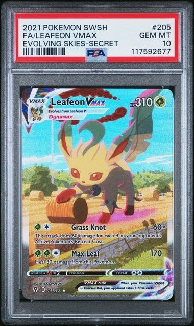 Pokémon Leafeon VMAX Alternate Art Evolving Skies Secret Rare 205/203 PSA 10  (English Version)