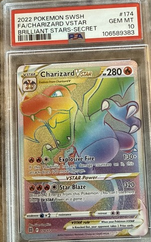 2022 POKEMON SWSH BRILLIANT STARS 174/172 FULL ART CHARIZARD VSTAR- PSA 10  (English Version)