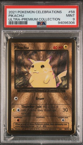 Pokemon TCG: Pikachu - Graded PSA 9 MINT 2021 CELEBRATIONS #58 GOLD METAL CARD  (English Version)