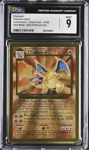 2021 Pokemon Celebrations Charizard Metal Card UPC 4/102 CGC MINT GRADED 9  (English Version)