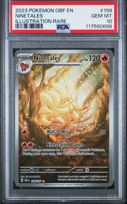 PSA 10 Ninetales 199/197 Sv03: Obsidian Flames Holo PokemonPSA 10 Ninetales 199/197 Sv03: Obsidian Flames Holo Pokemon  (English Version)