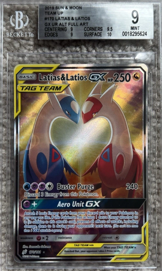 Pokemon 2019 Latias & Latios GX 170/181 Alt Art Team Up BGS 9 (.5 From Gem Mint)  (English Version)