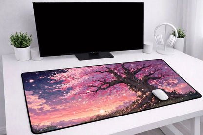 Aesthetic "Sakura Dreams" XXL Gaming Mousepad – 24" x 12" Lo-Fi Sunset Desk Mat - Poketcg.in