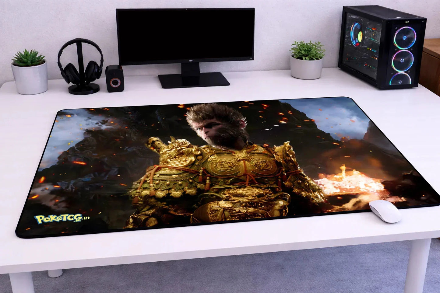 Black Myth: Wukong "The Destined One" XXL Gaming Mousepad – 24" x 12" Aesthetic Desk Mat- Poketcg.in