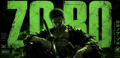 Zoro Green Fury Anime Gaming Mouse Pad Pirate Hunter Power Design