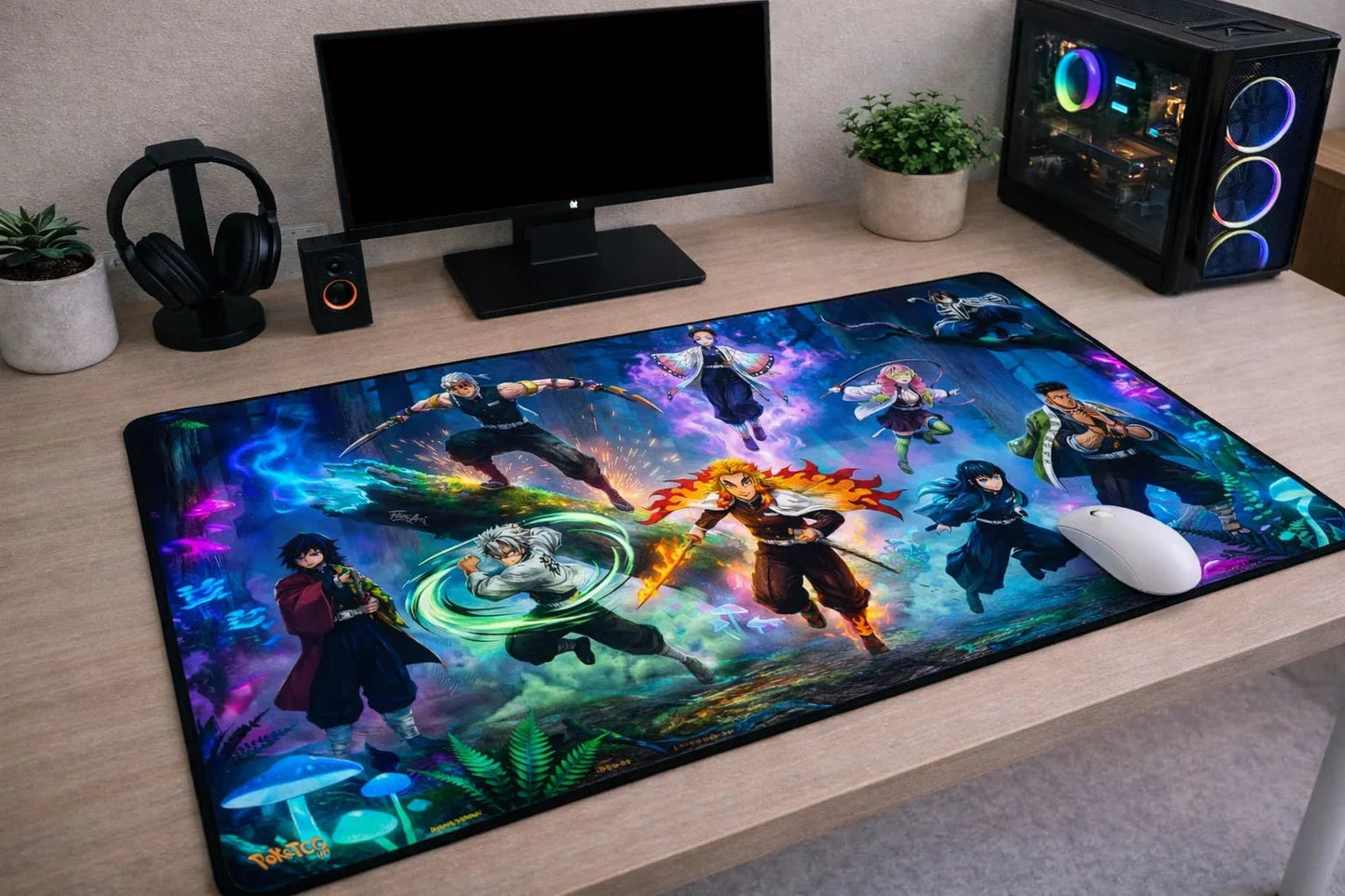 Demon Slayer "Nine Hashira" XXL Gaming Mousepad – 24" x 12" Aesthetic Desk Mat - Poketcg.in