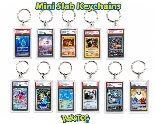 Pokémon Famous Mini Graded Slab Acrylic Keychain – Charizard, Pikachu, Mew & More