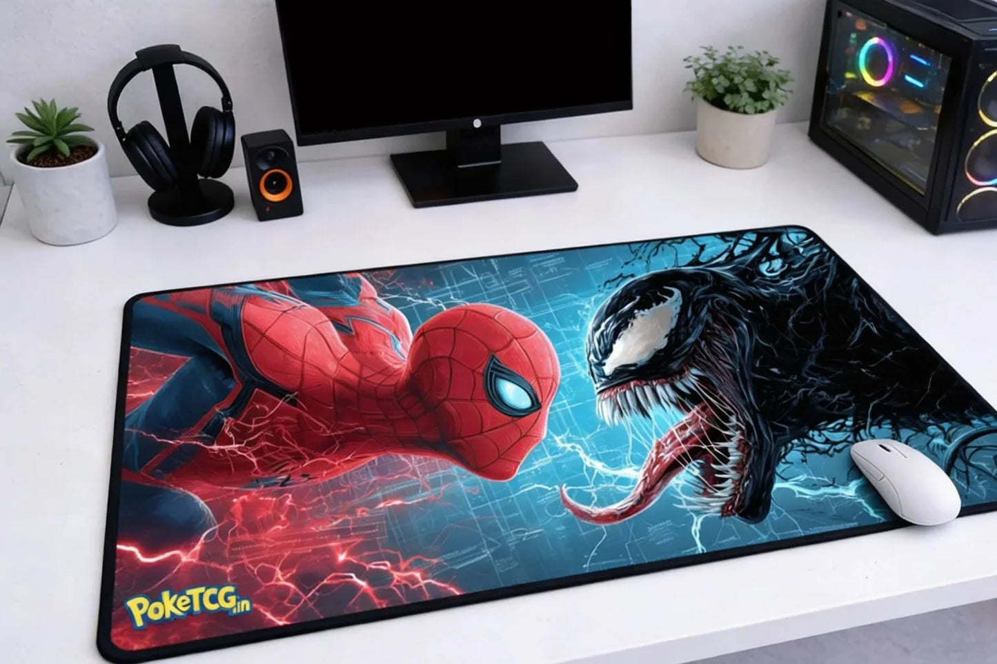 Spider-Man vs. Venom "Symbiote Standoff" XXL Gaming Mousepad – 24" x 12" Aesthetic Desk Mat - Poketcg.in