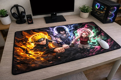Naruto Team 7 "Shinobi Bonds" XXL Gaming Mousepad – 24" x 12" Aesthetic Desk Mat - Poketcg.in