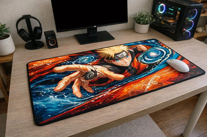 Naruto Uzumaki "Blue Whirlwind" XXL Gaming Mousepad – 24" x 12" Aesthetic Desk Mat - Poketcg.in