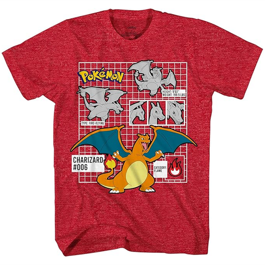 Pokemon Boys Charizard Pikachu Short Sleeve T-Shirt - Pokemon for Little and Big Boys Sizes XS-XXL
