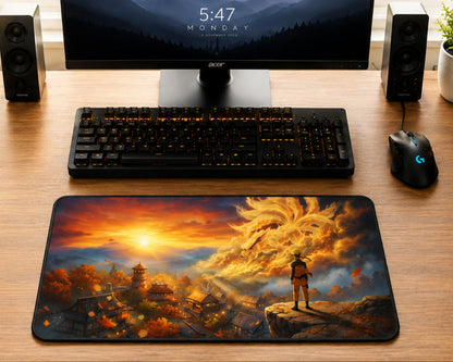Naruto Kurama Sunset Village Gaming Mouse Pad Anime Energy Design