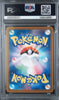 A graded PSA PSA+ Pokémon card featuring a blue and multicolor Pokémon card back with a central Pokémon Ball design, encapsulated in a clear PSA grading slab.