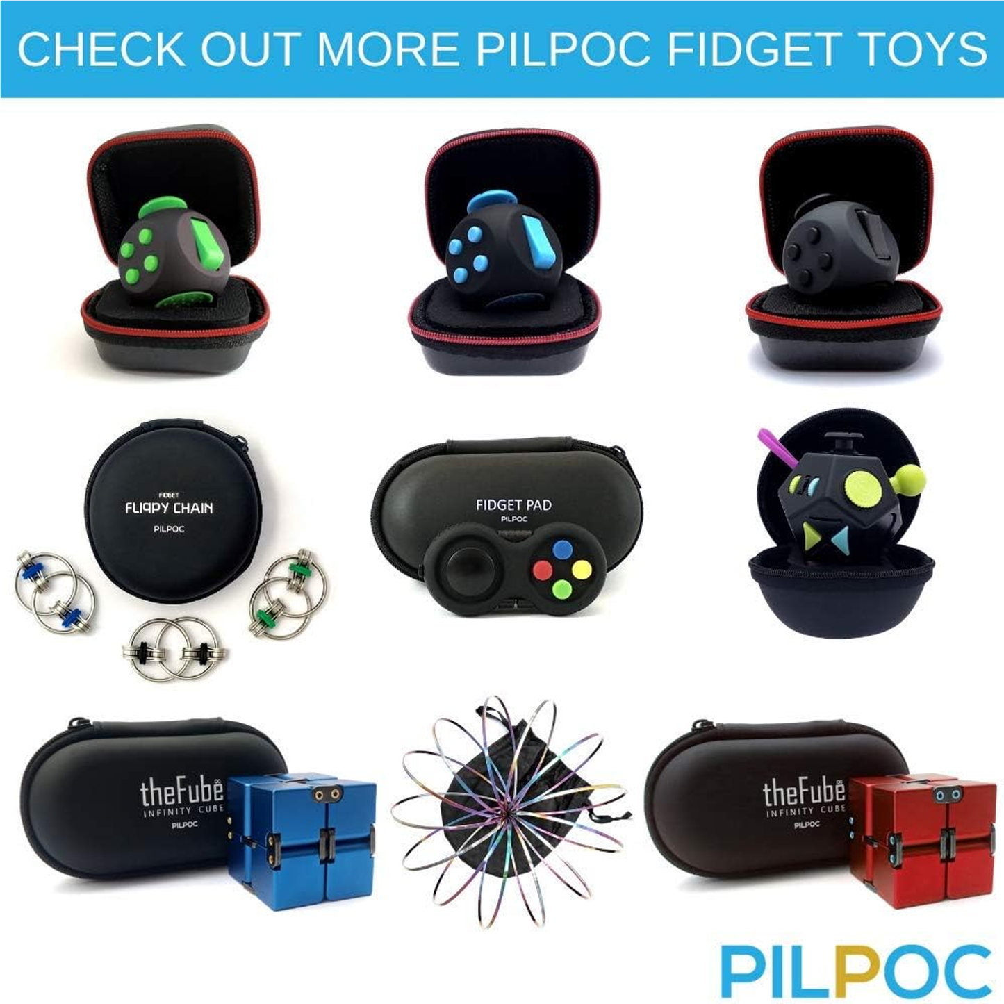 PILPOC Pop Its Fidget Toys Pack – Push Pop Bubble Sensory Stress Reliever for Kids, Anxiety Relief & Focus Play for Boys