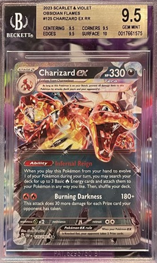 Charizard EX 125/197 Sv03: Obsidian Flames Holo - GRADED! Beckett 9.5 / PSA 10  (English Version)